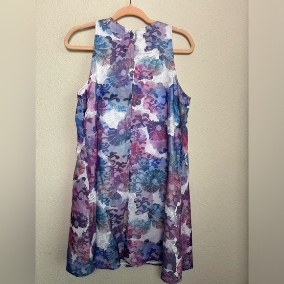 Belle Badgley Mischka Olga Watercolor Floral Lace Overlay Swing Sheath Dress 6 - Picture 11 of 12